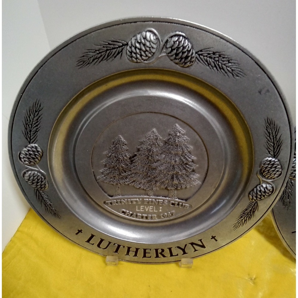 Vintage Carson Statesmetal Lutherlyn‎ Plates 1987 1988 Trinity Pines Club Pewter